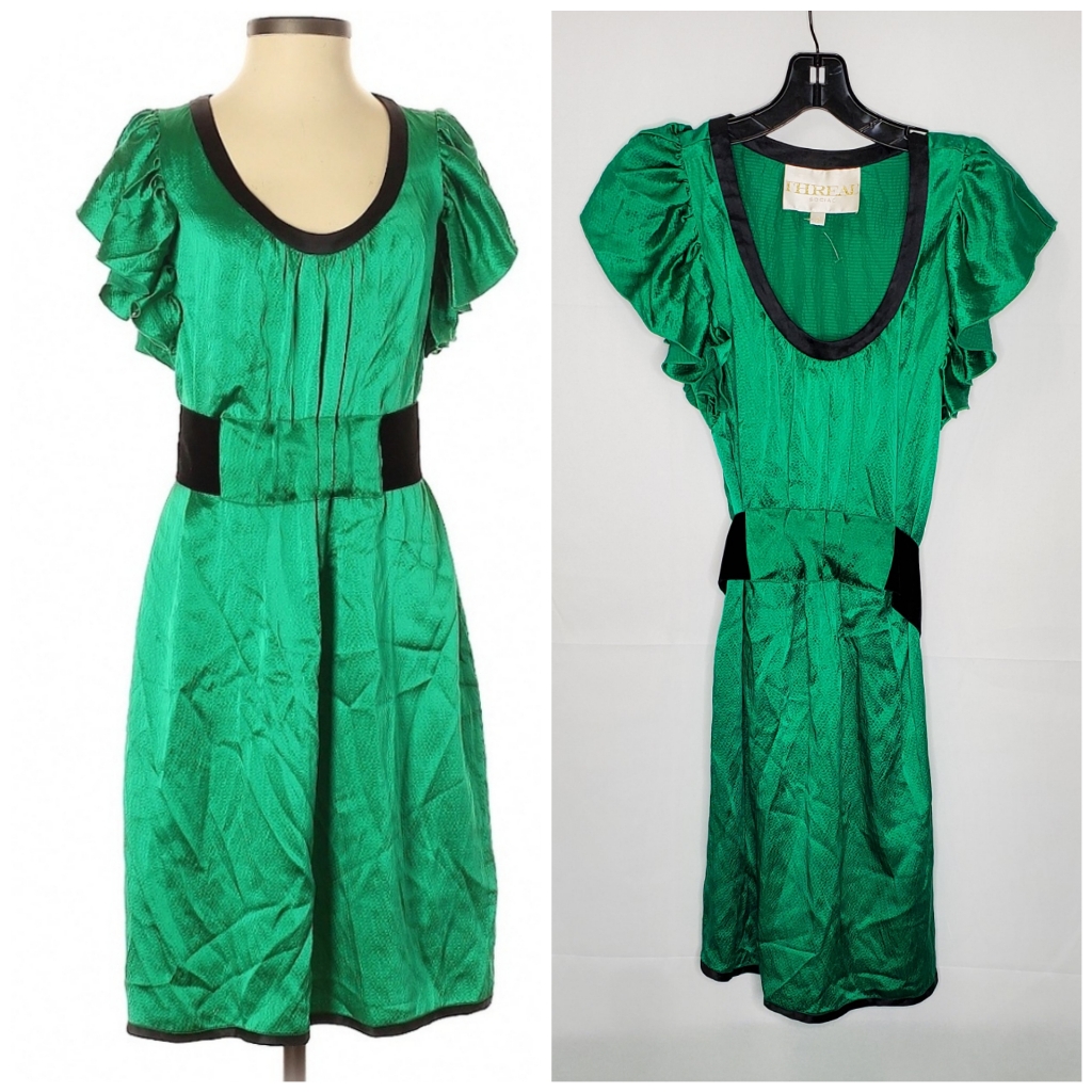Thread Social Green Silk Casual Sheath Dress